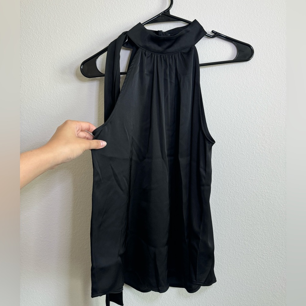 Express Satin Silk Black Halter Tank Top